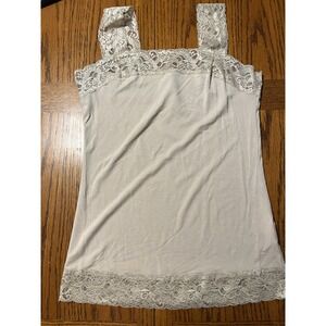 Cami Camisole Womens Sz Small Beige Lace Trim Layers Festival 90s Y2K‎